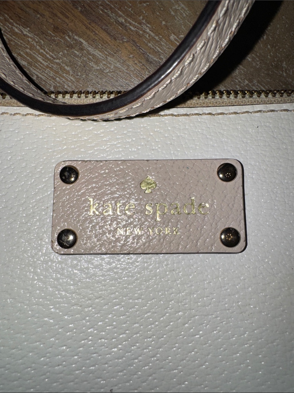 kate spade Two-Tone Cream and Light Tan Pebbled Leather Crossbody - Picture 2 of 7